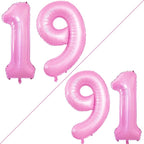 GOER Number 19 Balloons for 19th Birthday Sweet 19 Party Decorations,42 Inch Jumbo Foil Helium 91 Balloons for 91st Birthday Party Decoration (Light Pink)