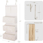 ANTIS'S HOME Over The Door Organizer Boho Bedroom Decor Nursery Storage with 3 Large Woven Pockets, Macrame Nursery Organizers and Toys Storage, Behind Door for Bathroom, Beige Back of Door Organizer