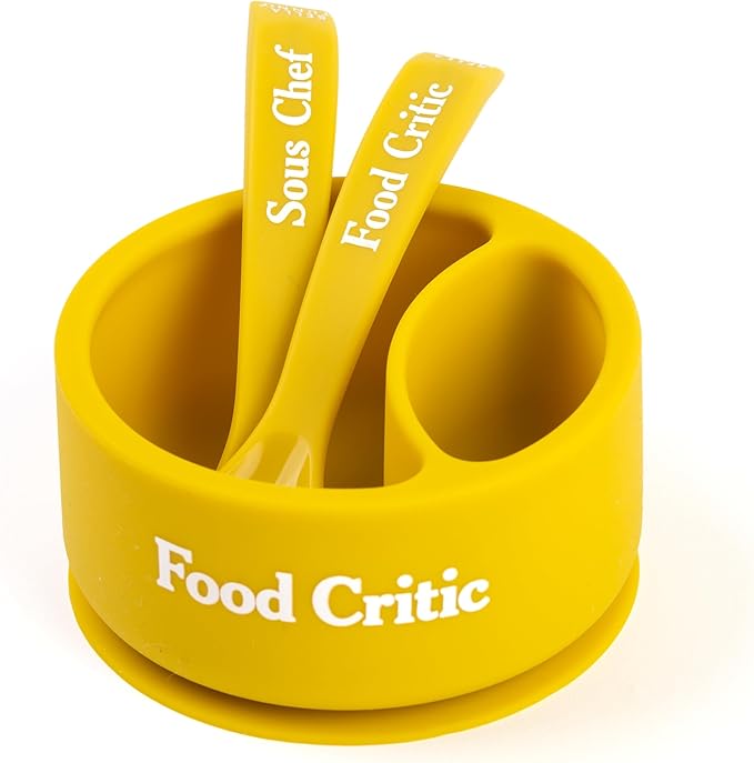 Bella Tunno Silicone Suction Bowl & Spoons for Toddlers & Babies, Food Grade BPA Free Silicone, Non Slip Base, Microwave & Dishwasher Safe, Ideal Baby-Led Weaning Bowl, Miss Mess/Love First Bite