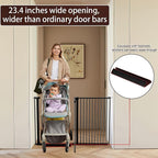 DEARBB Extra Wide Baby Gate Ultra Narrow Spacing 30.11-77.36" Pressure Mounted Double Lock Swing Auto Close Walk Through Metal Safety Pet Gate for Stairs and House Doorway Kitchen