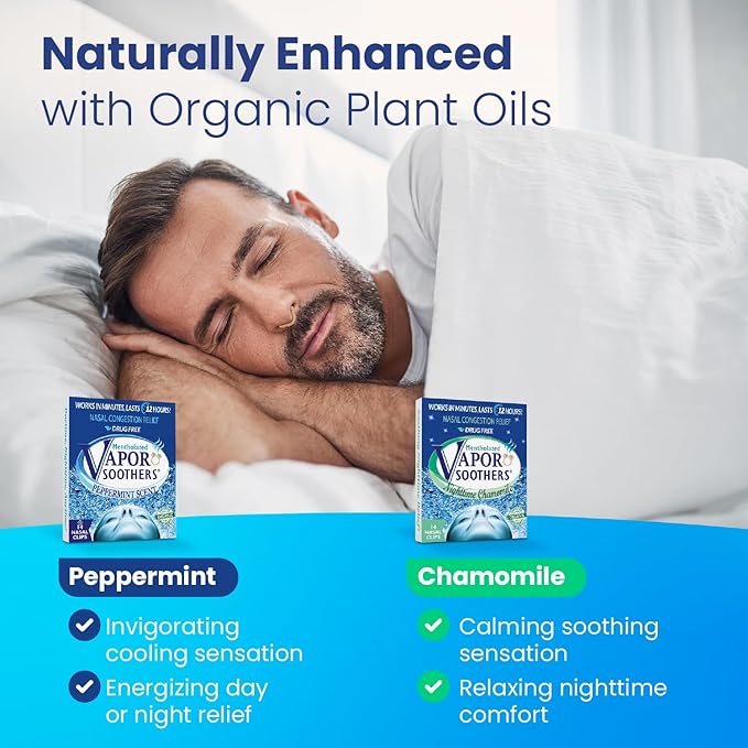 Nasal Dilator Clips, Instant Nasal Congestion Relief, Nighttime Chamomile, 14 Count, Drug-Free