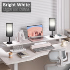 Black Bedside Table Lamps Set of 2-3 Color Temperatures Pull Chain Lamp with AC Outlet Charging Port, Round Night Stand Lamps for Bedroom Office, Small Bed Side Light with E26 LED Bulbs