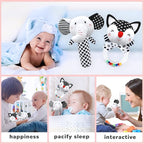 Baby Rattles & Toys - 0-3 Months, High Contrast Black & White Plush Stuffed Toys for Infants