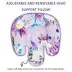 2 in 1 Infant Car Seat Insert, Car Seat Head Support Baby Girls Boys, Soft Newborn Carseat Insert Cushion, Perfect for Carseats, Strollers, Swings (Purple Flower)