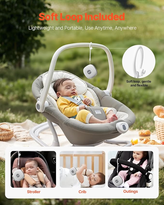 VEVOR Sound Machine, 21 Soothing Sleep Sounds, 3-in-1 Portable and Hangable White Noise Sound Machine with Auto-Off Timer, Soft Ring Light and Memory Function, for Baby, Adults, Home, Office & Travel