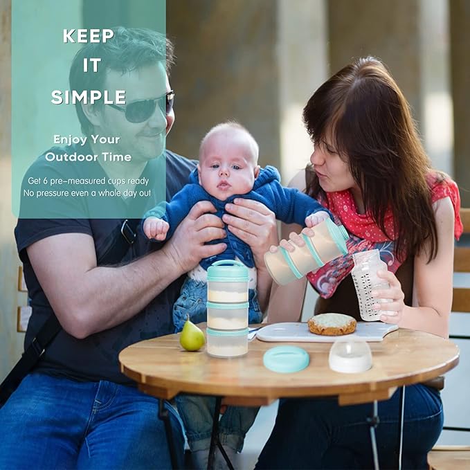 Termichy Stackable Formula Dispenser Portable Milk Powder Container, 2 Pack, Mint