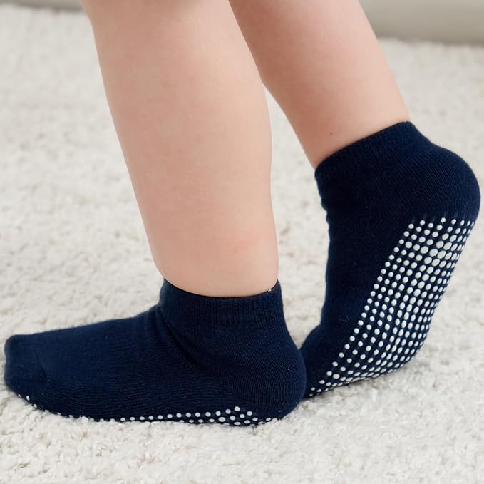 Zaples Baby Non Slip Grip Ankle Socks with Non Skid Soles for Infants Toddlers Kids Boys Girls