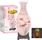 3D Puzzles Vase for Adults, Birthday Gifts for Women, 160 Pieces Plastic DIY Unique Flower Vase with LED Light, Crafts for Adults House Warming Gift for Flower Arrangements and Home Decor (Pink)