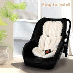 Infant Car Seat Insert, Car Seat Head Support Baby Girls Boys, Soft & Reversible Newborn Carseat Insert Cushion with 2 Strap Covers, for Stroller, Swing, Bouncer (Brown Line)
