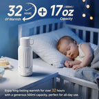 Snow Bear Portable Bottle Warmer for Travel, Fast Heating in 2.5 Mins for Breast Milk and Formula, 10200mAh Battery with LED Display, 17oz Large Capacity, Baby Bottle Warmer with Temperature Control