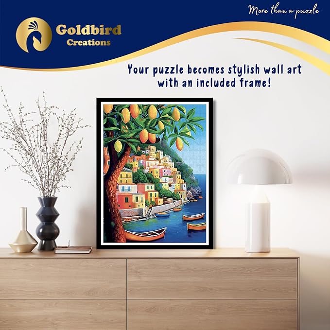 Magnetic Jigsaw Puzzles with Frame for Adults - Framed Wooden Jigsaw Puzzle - Rompe Cabezas para Adultos - Landscape Wall Art Decor - Original Christmas & Birthday Gift (Italian Vibes)