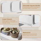 Anbuy White Baby Dresser for Bedroom, Dresser for Baby with 6 Drawers, Storage and Organization Unit with Square Handles, for Nursery, Kids