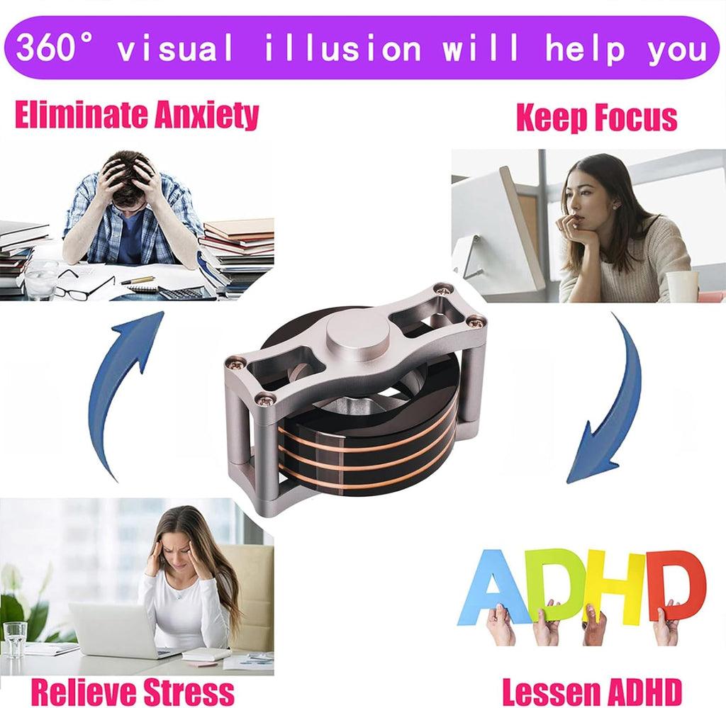 Desk-Kinetic-Toys Cool-Gadgets for Fidget: 20Mins Spinning-Tops, Cool-Stuff Figet Game for Adult Teen Children Kid, Optical-Illusion Stress Relief Gifts for Man Women Office School Home Christmas