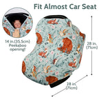 Baby Car Seat Cover, Multi-use Nursing Cover for Breastfeeding, Stretchy Stroller Cover Boys Girls, Stretchy Carseat Canopy, Soft Breathable, Woodland Animal Bear