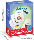 28 Pcs Letters Words Number Math Counting Recognition Cards for Kindergarten Preschool Toddlers Educational Toys RZKP-01 (Word)