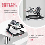 BABY JOY 4-in-1 Baby Walker, Foldable Activity Walker with Adjustable Height & Speed, Music, Lights, Anti-Rollover, Toddler Push Walker, Baby Walker with Wheels for Boys Girls 6-18 Months (White)