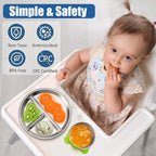 Stainless Steel Kids Plates and Bowls with Suction, Divided Baby Plate and Toddler Bowl with Removable Silicone Suction, Non-Slip Baby Feeding Set Dishwasher Safe, 4 Packs