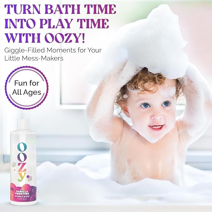 OOZE Vanila Frosting Bubble Bath for Kids (473ml) - Cruelty-Free Formula w/Sweet Vanilla Scent – Paraben-Free Kids Bubble Bath – Made in The USA