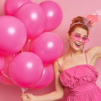 RUBFAC 129pcs Hot Pink Balloons, Latex Magenta Pink Balloon Arch Kit Garland Different Sizes 18 12 10 5 Inch for Birthday Baby Shower Wedding Princess Theme Party Decoration