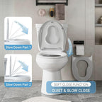 Round Toilet Seat with Toddler Seat – PP Locking Hinge Potty Training Toilet Seat Cover for Kids & Adults, White Detachable Child Toilet Seat for Family Bathroom