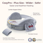Momcozy CozyPro Nursing Pillow for Breastfeeding - All Around Ergonomic Comfort & Support - Pioneering Safety Fence - Plus Size Wider Feeding Pillow with Lumbar Support for Easier & Healthier Nursing