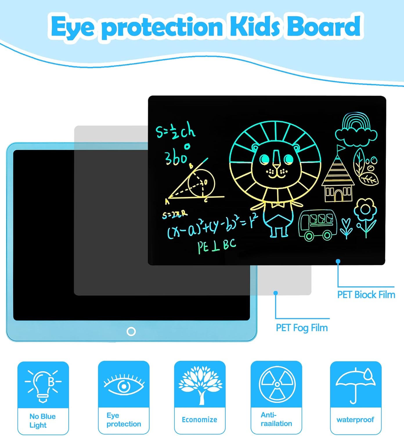 LCD Writing Tablet Doodle Board, 16inch Colorful Drawing Tablet Writing Pad, Kids Travel Essentials, Toddler Toys for 3 4 5 6 7 8 Year Old Girls Boys- Christmas and Birthday Gifts