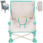 Tiny Marvels Portable 3-in-1 Baby Booster Seat, Cozy Floor Seat, Feeding Seat with Tray, Compact Foldable Toddler Booster with Child Safety Belt Carry Bag, Perfect for Travel (Cream Confetti)