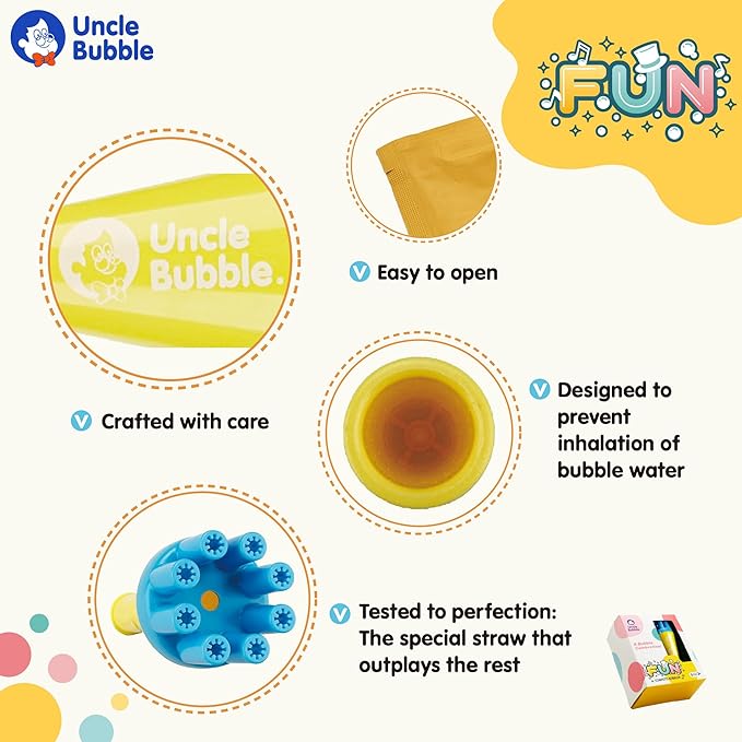 Uncle Bubble Blower for Kids and Toddlers, Mini Bubble Blower Makes Thousands of Bubbles Ease, Plastic Reduction Version