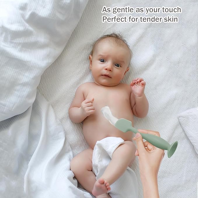 Baby Diaper Cream Spatula - Baby Diaper Rash Cream Applicator for Butt Paste Diaper Cream - Newborn Essentials (green, gray, white)