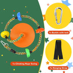 Tree Swing Rainbow Climbing Rope, Heavy Duty Swing Disc Seat Replacement for Kids with Hanging Strap and Platform Carabiners Indoor/Outdoor Playground Accessories (Orange)