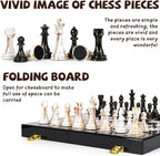 15" Large Chess Set for Adults with Weighted Acrylic Chess Pieces 3.5" King & Portable Folding Marbling Wooden Chess Board Travel Chess Sets Family Board Game Gift – Elegant Classic Chess Game