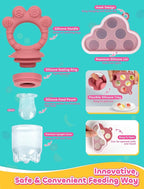 Breastmilk Popsicle Molds & Baby Fruit Food Feeder Pacifier, Silicone Baby Food Storage Containers, Baby Popsicle Molds Teething for Toddler Teething & Infant Self Feeding (Pink)