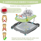 5 in 1 Foldable Baby Walker, Activity Baby Walker-Baby Bouncer, Rocker, Activity Center,Seat and Push Walker,Detachable Trampoline Mat, Adjustable Speed Rear Wheels and Height,Ages 6-18 Months(Green)