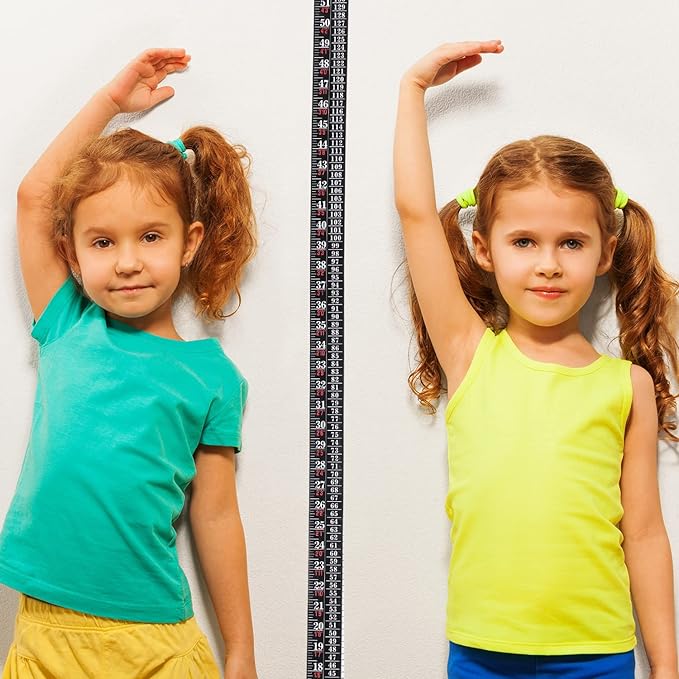 Tatuo Growth Chart Wall Labels Height Indicator Tape Ruler Growth Chart Decor Height Indicator Adhesive Ruler for Home Room Measuring (Black)