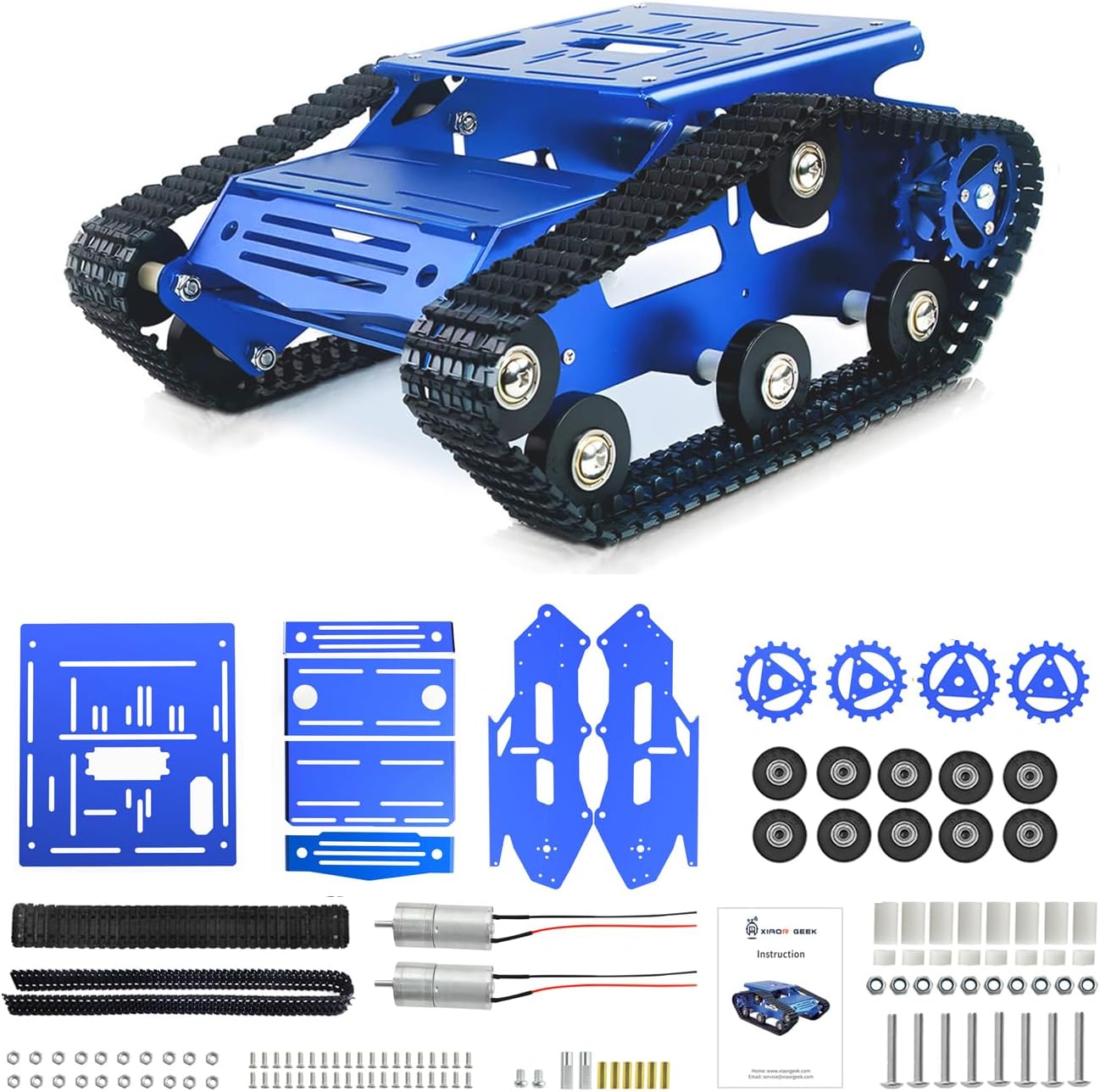 Tank Car Chassis with DC Geared Motor, Shock Absorbing Robot Chassis Full-Metal Robotic Moving Platform Track for RaspberryPi Arduino Jetson Microb DIY Maker Smart Robot Car Learning Kit