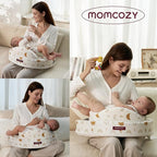Momcozy Innovative Safety Guard Nursing Pillow - Firm & Springy Memory Foam - Stable, Ergonomic Support & Comfort - Wider Breastfeeding Cushion, Adjustable, Removable Cover, Baby Safety Certified