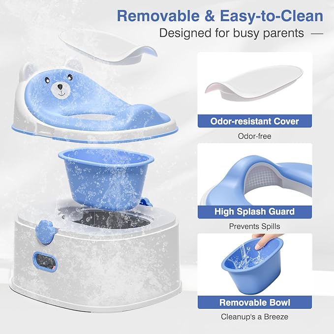 3-in-1 Toddler Potty Training Toilet for Boys & Girls - Convertible Potty Chair with Step Stool for Toddlers 1-3, Anti-Slip Design Toddler Toilet Seat - Removable & Easy to Clean