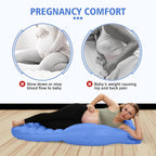 Pregnancy Blow Up Pillow, Belly Mattress for Pregnant Women with Electric Pump, Full Body Maternity Airbed with Hole for Stomach Sleeping, Back Pain & SPD Relief, Blue