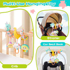 Car Seat Toys for Babies 0-6 Months, Hanging Spiral Stroller Toys, Infant Newborn Brain Development With Music Crinkle Teether Rattle for Baby Boy Girl 0-3-12 Months