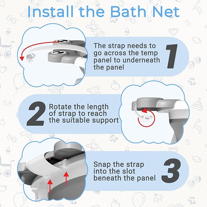 Baby Bathtub, Collapsible Newborn Bathtub for Infant to Toddler 0-24 Months with Soft Cushion and Thermometer,Portable Travel Newborn Tub with No-Slip Feet, Baby Shower Gifts,Grey