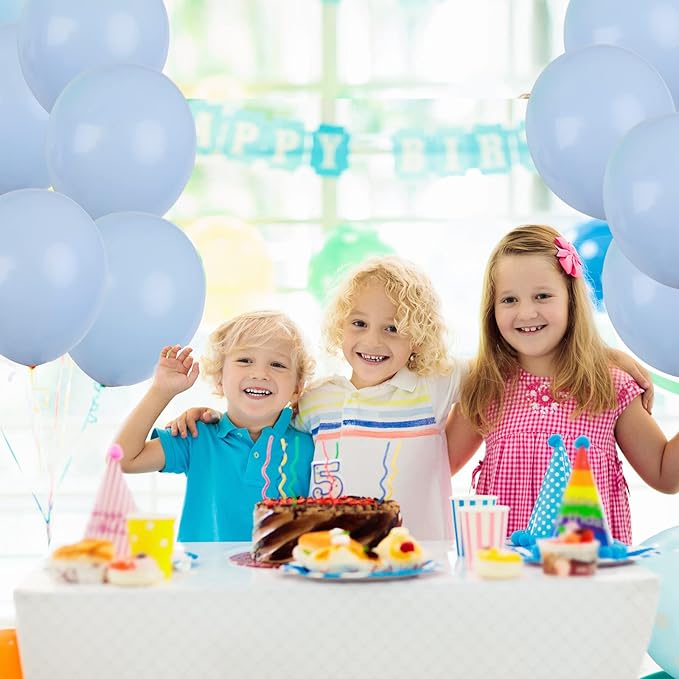 RUBFAC 129pcs Pastel Blue Balloons Different Sizes 18 12 10 5 Inch for Garland Arch, Light Blue Balloon for Birthday Baby Shower Gender Reveal Easter Wedding Party Decoration