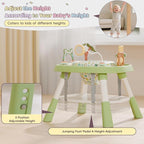 TOLEAD Baby Activity Center, Infant Jumper Activity Center with 5 Toys, Lights & Music, Adjustable Heights, 3-Stage Activity Center & Play Table, Interactive Play Center for Baby Ages 6m+ (Green)