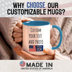 Ship Next Day Custom Mug Design Your Own Photo Text Personalized Picture Gifts for Women Men Customized Gift Idea Personalized Coffee Mugs 11oz Blue Handle