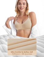 HOFISH Maternity Nursing Bras for Breastfeeding, 3 Pack Pregnancy Deep V Neck Wireless Bra with Extenders & Clips