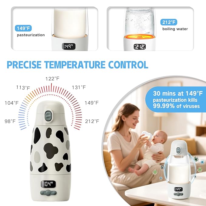Portable Bottle Warmer for Travel,150W Fast Heating and Charging 17.5oz Large Capacity& Extended Battery Life,Bottle Warmer On The Go for Baby Essentials