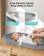 COMOMY Baby Changing Pad for Dresser - Wipeable Changing Pad with Restraining Belt, Waterproof, Soft, Lightweight and Portable, Easy to Clean for On The Go Diaper Change, Grey