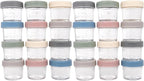 WeeSprout Baby Food Storage Glass Jars w/Lids (4 oz, 24 Pack) Matte Variety, Snack, Reusable Small Containers, Fridge or Freezer, Microwave & Dishwasher Safe, Essentials for Infants