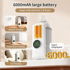 Portable Travel Baby Cordless Bottle Warmer,Baby Breastmilk and Formula Bottle Warmer,6000 mAh Rechargeable Battery,Digital Display Temperature Water Warmer On The Go,Feeding-Friendly Baby Essentials