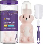 Special Supplies Honey Bear Straw Cup Long Straws, Squeezable Therapy and Special Needs Assistive Drink Container, Spill Proof and Leak Resistant Lid (Pack of 1 Bottle and 3 Straws) (Pink)