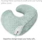 LAT Nursing Pillow for Breastfeeding with Removable Minky Cover,Ergonomic Breast Feeding Pillows for Mom and Baby,Machine Washable(Green)